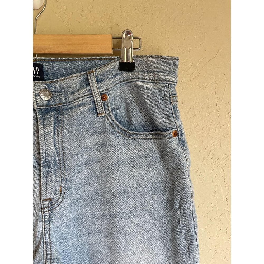 GAP Denim Best Girlfriend Light Wash Jeans Size 30 Distressed - Picture 5 of 9